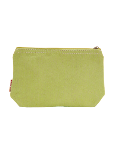 Pochette coton unie Anis, zip