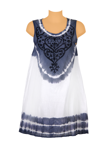 Robe Tie&Dye Blanc/Gris, broderie avant, coton, SMLXL