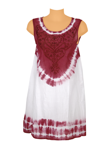 Robe Tie&Dye Blanc/Magenta, broderie avant, coton, SMLXL