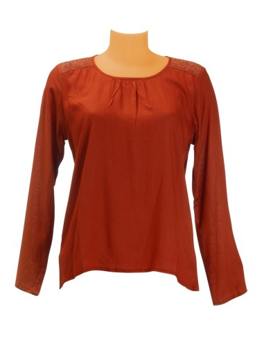 Tunique courte viscose Orange, col rond,dentelle aux épaules, dos décolleté MLXL