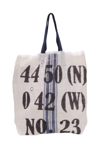 Sac jute Gondrand "Chiffres" blanc washed, anses coton