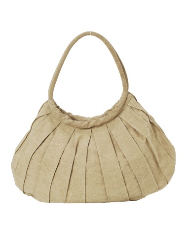 Sac coton plissé Sable, 2 anses rondes, doublé, zip