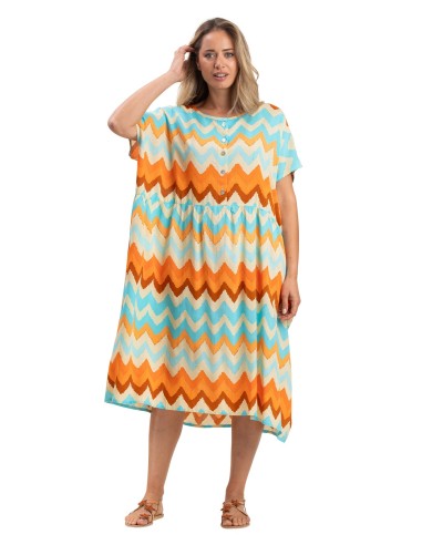 Robe oversize "Zi Zag", 5 boutons, poches cotés, viscose TU