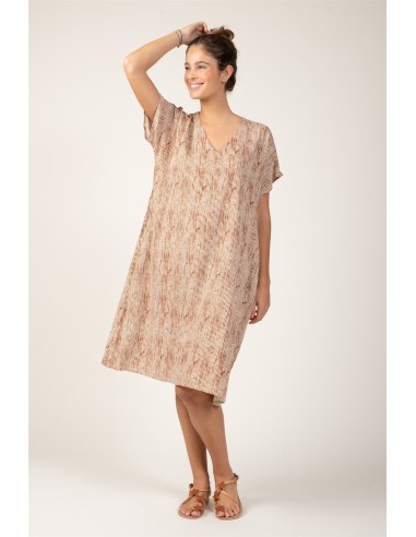 Robe ample mi-L "Rayures Noisette" col v,mc,viscose (SMLXL)