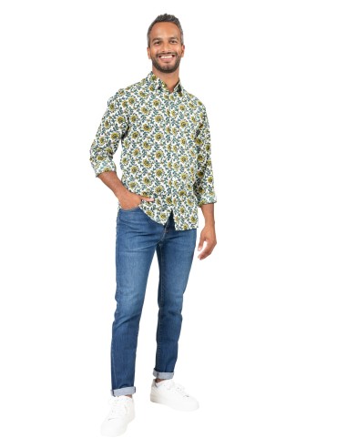 Chemisier homme "Pissenlit blanc Mexico" manches longues, coton SMLXL