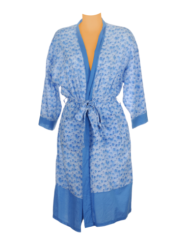 Kimono coton Daisy Blue, manches 3/4, ceinture (M-L-XL)