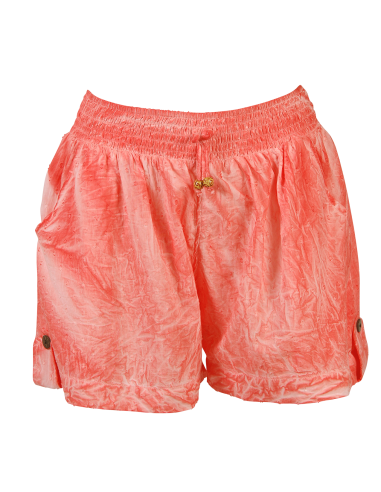 Short washed Orange, lien boutons bas, coton, SMLXL