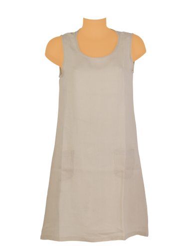 Robe droite Lin Naturel, col rond, sans manches, 2 poches devant (S-M-L-XL)