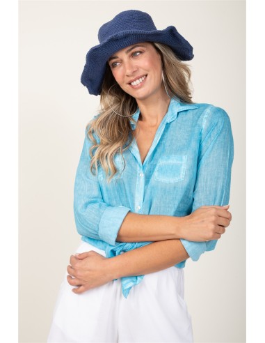 Chapeau uni "Bleu Pacifique" coton/chanvre TU