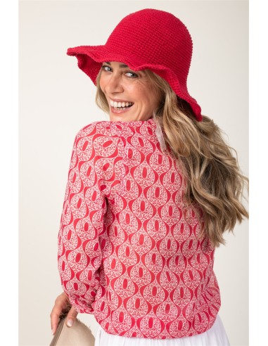 Chapeau uni "Rouge pimenté" coton/chanvre TU