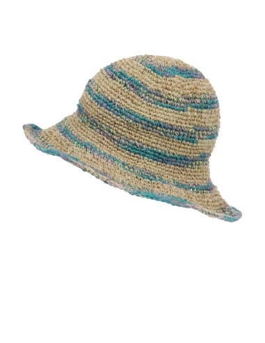 Chapeau chanvre,rayé Natural/Turquoise,TU