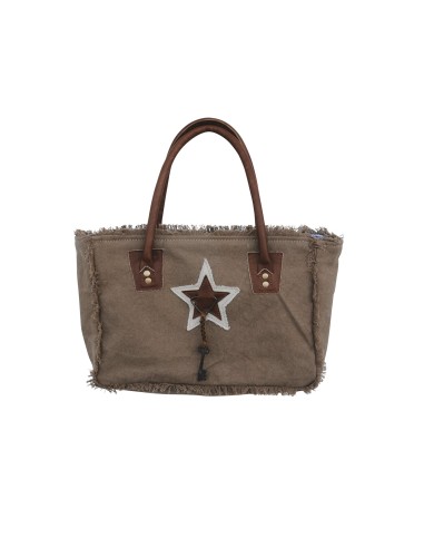 Sac S "Beige dulce"bord frangé,anses cuir,zip 33x23x10