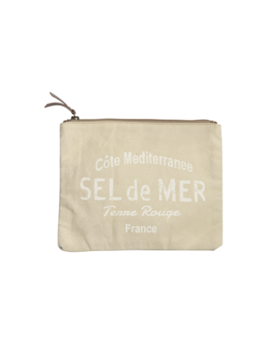 Pochette L beige "Sel de Mer"coton 27x20cm