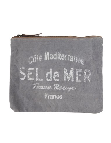 Pochette L grise "Sel de Mer"coton 27x20cm