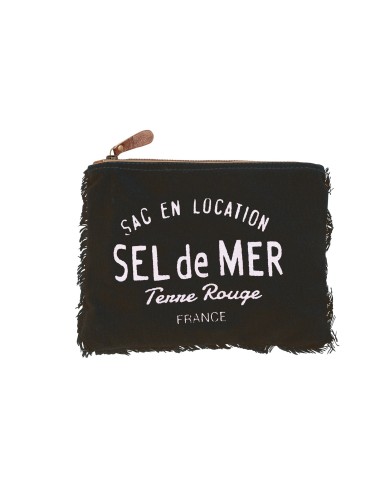 Pochette L noire "Sel de Mer"coton 27x20cm