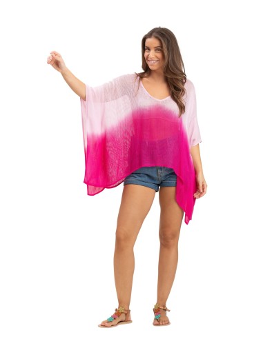 Top kaftan filet "Tie and Dye de rose",washed, viscose, TU