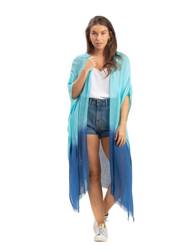 Kimono mi-L filet "Tie and Dye de bleu",washed, viscose, TU