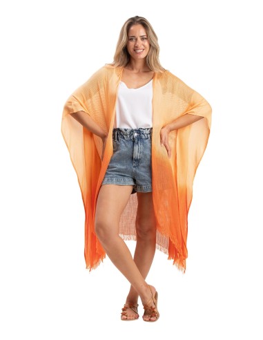 Kimono mi-L filet "Tie and Dye de orange",washed, viscose, TU