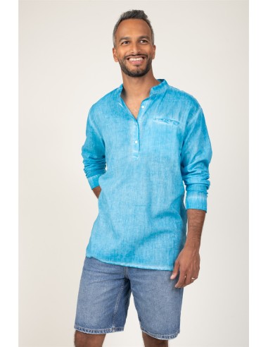 Chemisier homme washed "Bleu Océan"ml,1 poche,coton (SMLXL)