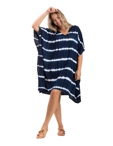 Kaftan mi long "Tie and Dye Navy Acapulco", viscose, TU