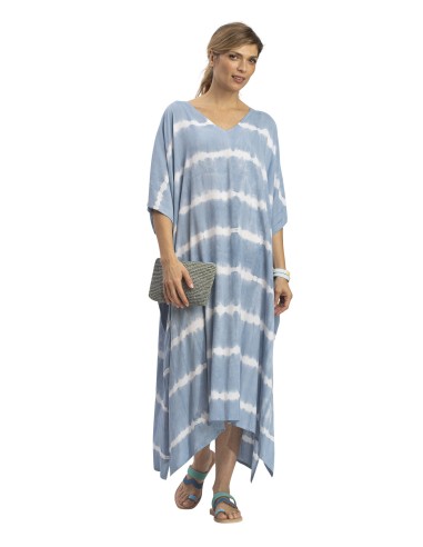 Kaftan long "Tie x Dye ciel", viscose, TU