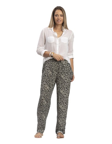 Pantalon "Diva noir" taille elastiq,poches cotés polyester SMLXL