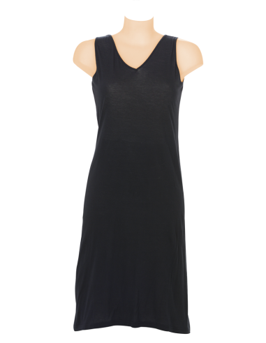 Sous-robe tee-shirt noire, réversible, col V/col rond