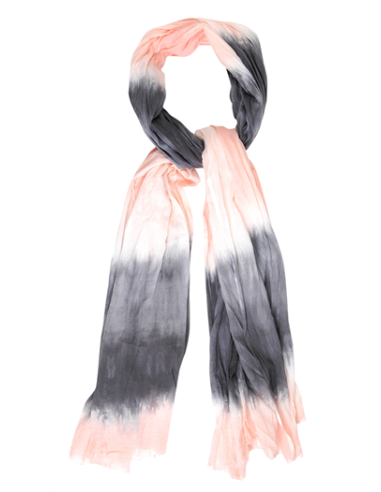 Echarpe/Paréo coton Tie & Dye, Gris/Rose (100*200 cm)