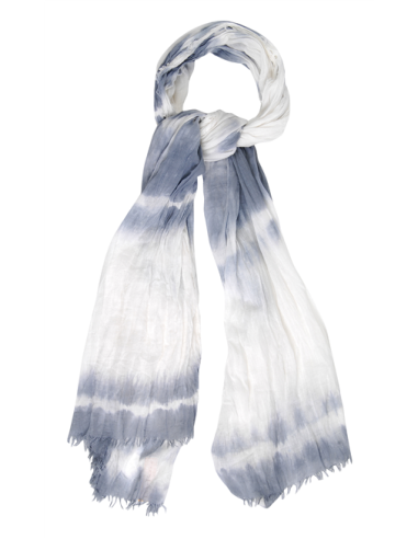 Echarpe/Paréo coton Tie & Dye, Gris/Blanc (100*200 cm)