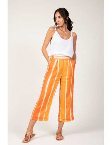 Pantalon court "Nuances Oranges"ceinture plate élast,2 poches,doublé,cot (SMLXL)