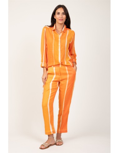 Pantalon "Nuances Oranges"taille élastique,2 poches,surpiqures,coton (SMLXL)