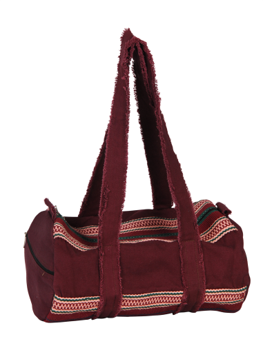 Sac coton bowling Pourpre, bandes rayées, zip, 2 anses longues