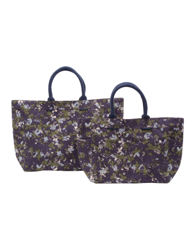 Sacs longs coton fleurs bleues, poches (M)