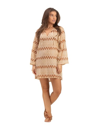 Tunique "ZAG Beige Dulce", col avec liens, coton (S,M,L,XL)