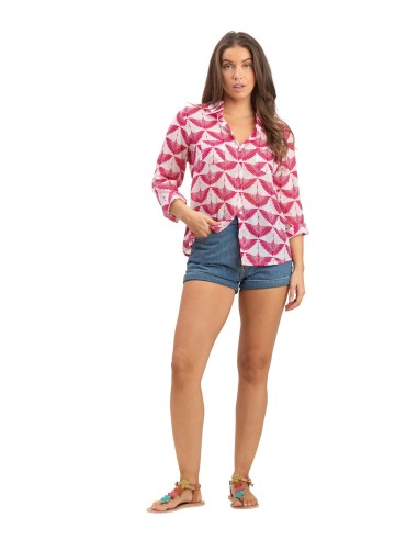 Chemisier "Albatross Fuschia sombrero", 2 poches poitrine, coton (S,M,L,XL)