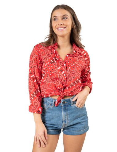 Chemisier "Multi bandana Rouge pimenté", 2 poches poitrine, coton (S,M,L,XL)