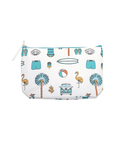 Pochette S blanche "Summer" 25x15x5, zip coton