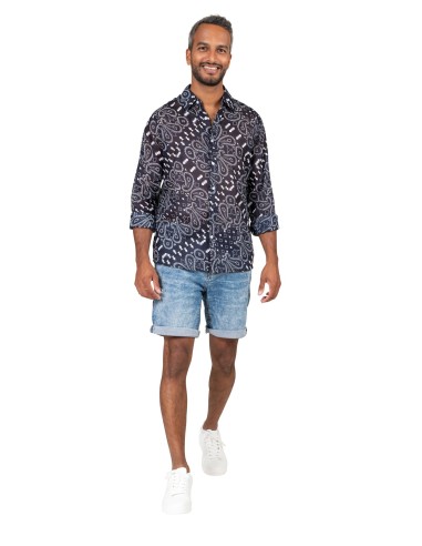 Chemisier homme "Multi bandana Navy Acapulco", manches longues, coton (S,M,L,XL)