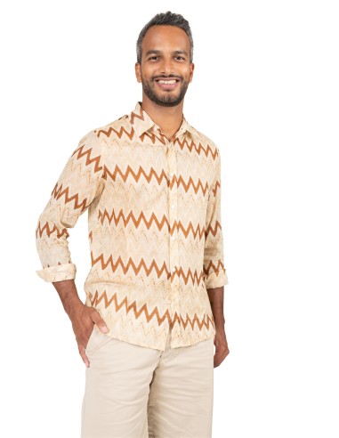 Chemisier homme "ZAG Beige Dulce", manches longues, coton  (S,M,L,XL)