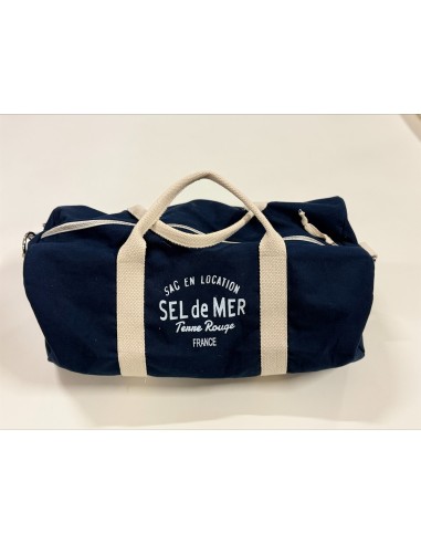 Sac M bowling navy "Sel de Mer" anses tissu,zip,bandoulière,poche,coton 50x27x27