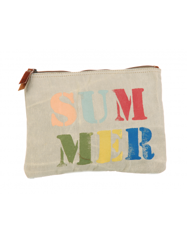 Pochette GM Beige "Summer", zip, coton (28*20 cm)