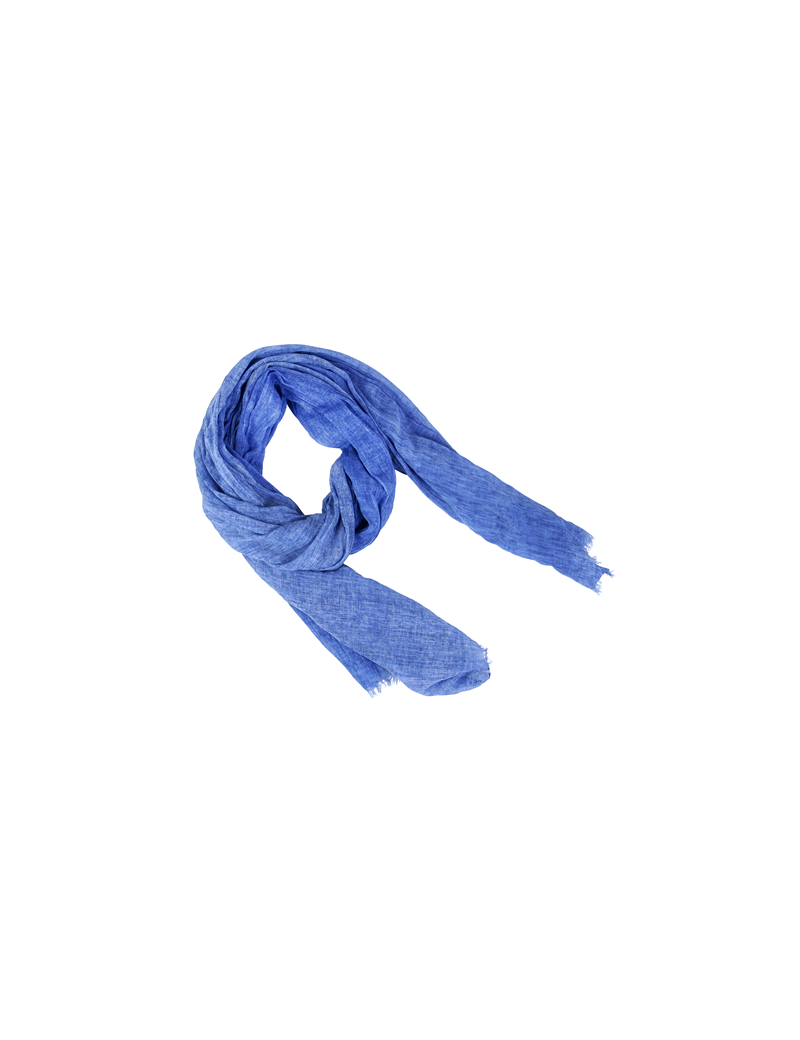 Echarpe bleue washed, bords frangés, coton (180x110cm)