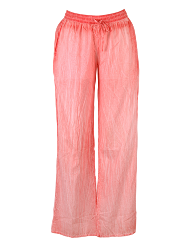 Pantalon washed Orange, ceinture élastique avec lien, coton, SMLXL