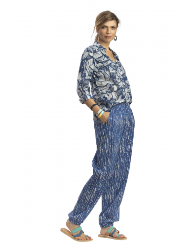 Pantalon "Ocean navy" taille élastique, 2 poches, coton (S,M,L,XL)