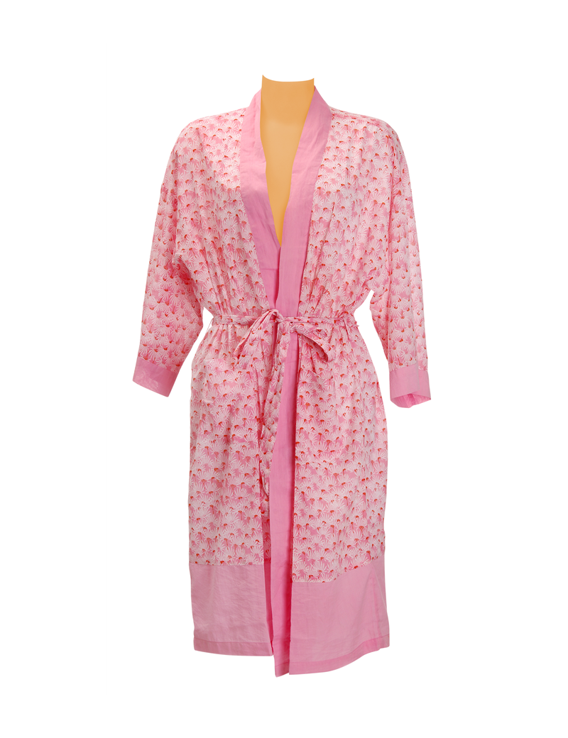 Kimono coton Daisy Rose manches 3/4, ceinture (M-L-XL)