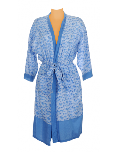 Kimono coton Daisy Blue, manches 3/4, ceinture (M-L-XL)