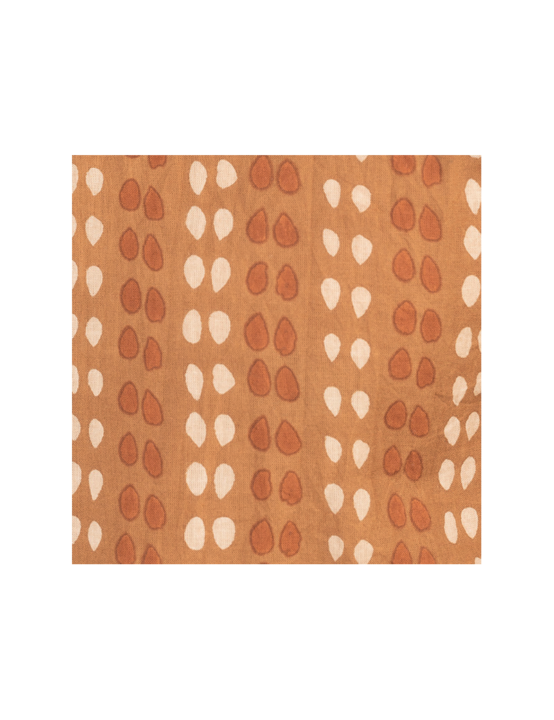 Paréo/Echarpe "Pois Marron noix de pécan" coton, 180x110cm