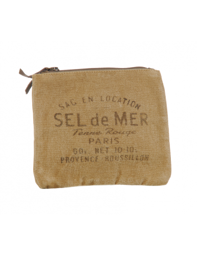 Pochette S tabac "Sel de Mer" zip, coton (15*11 cm)