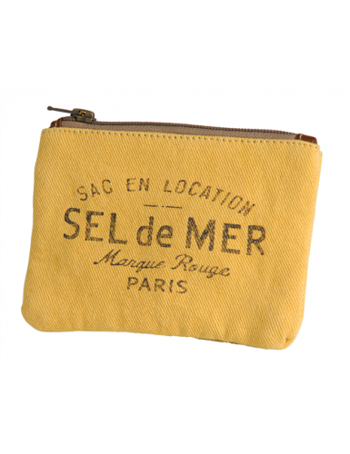 Pochette PM Jaune "Sel de Mer", zip, coton (15*11 cm)