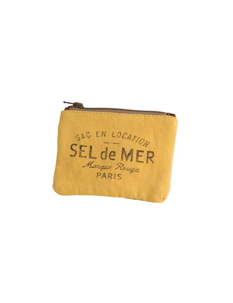 Pochette PM Jaune "Sel de Mer", zip, coton (15*11 cm)